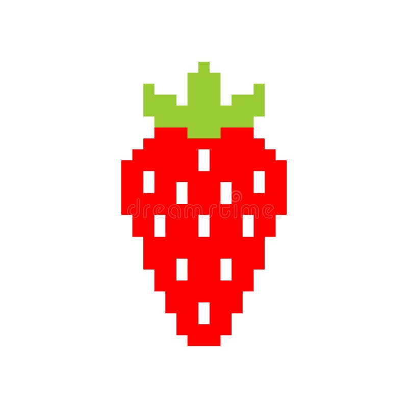 Illustration Pixel Strawberry Stock Vector - Illustration of game
